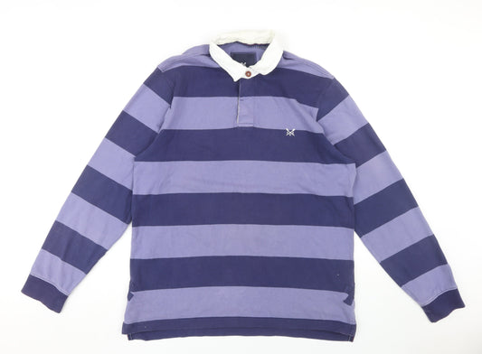 Crew Clothing Men’s Blue Striped Long Sleeve Polo L