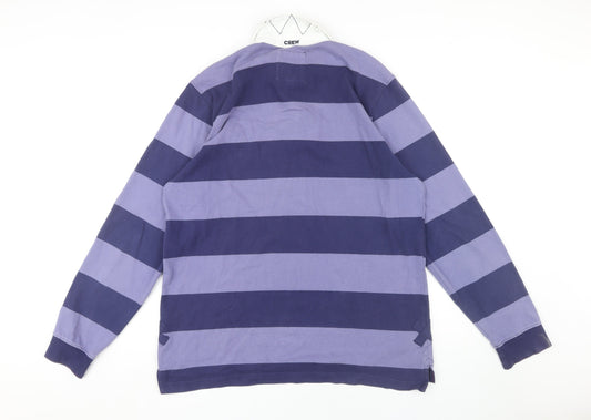 Crew Clothing Men’s Blue Striped Long Sleeve Polo L