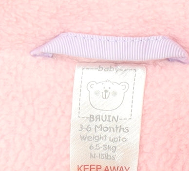 Close-up detail of Bruin girls’ purple puffer jacket 3-6 months lined & hooded