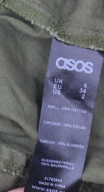 Close-up detail of ASOS Green Military Jacket, Women's, size 6, Cotton