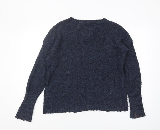 Superdry Womens Blue Knit Jumper L Round Neck