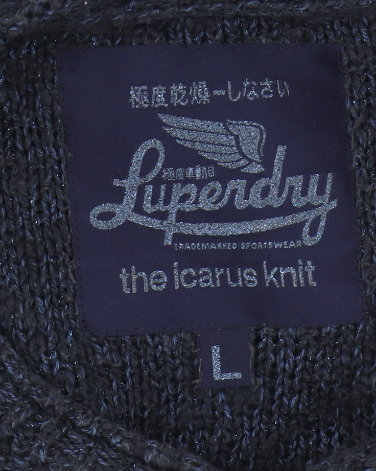 Superdry Womens Blue Knit Jumper L Round Neck