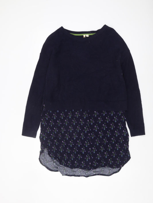 White Stuff Women's Blue Floral Pullover Jumper Size 12