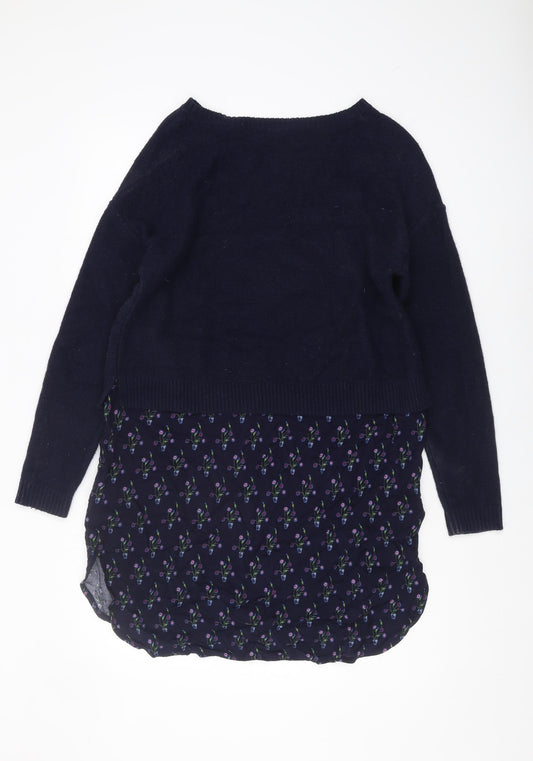 White Stuff Women's Blue Floral Pullover Jumper Size 12