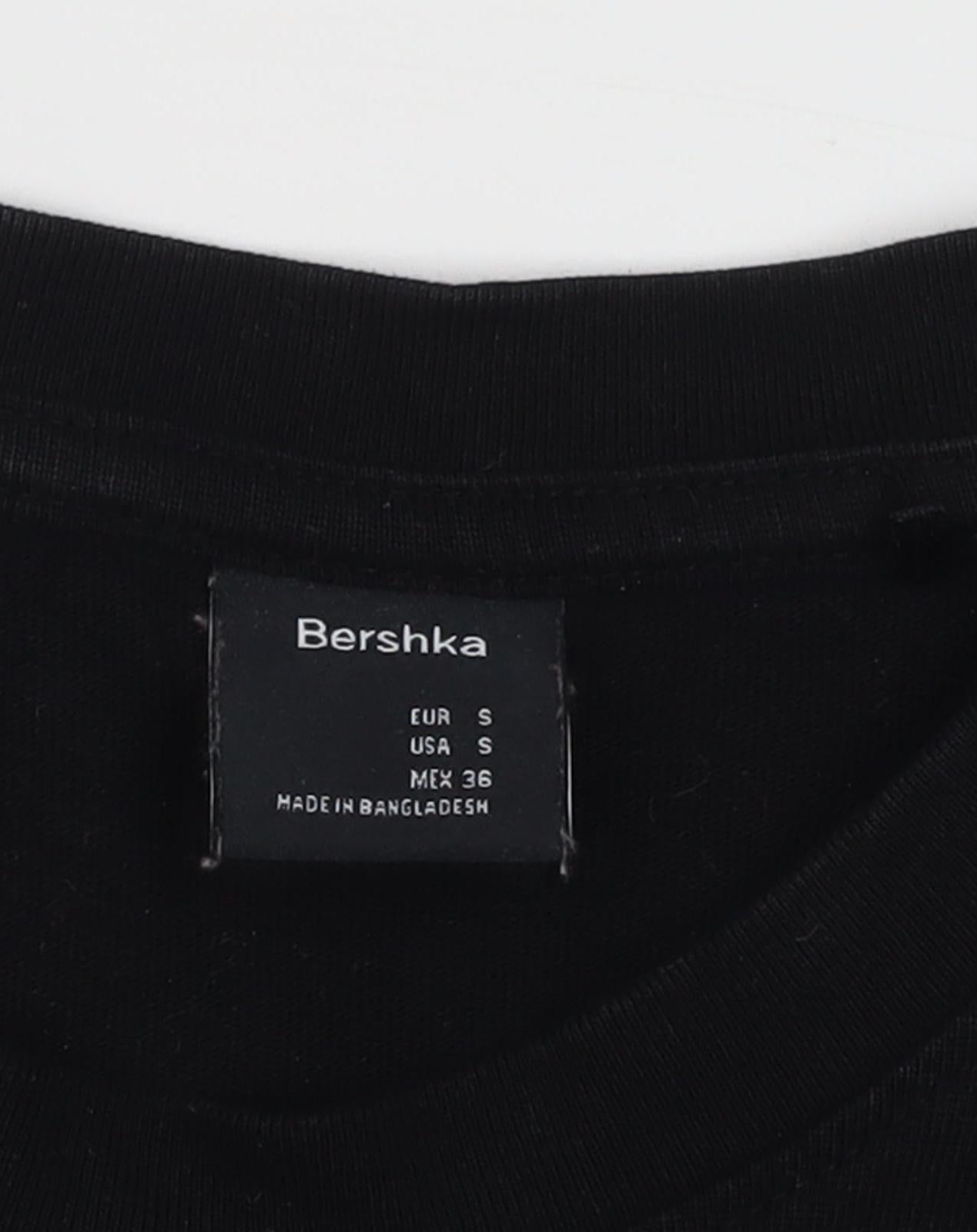 Bershka Men's Black S T-Shirt, Crew Neck, Short Sleeve