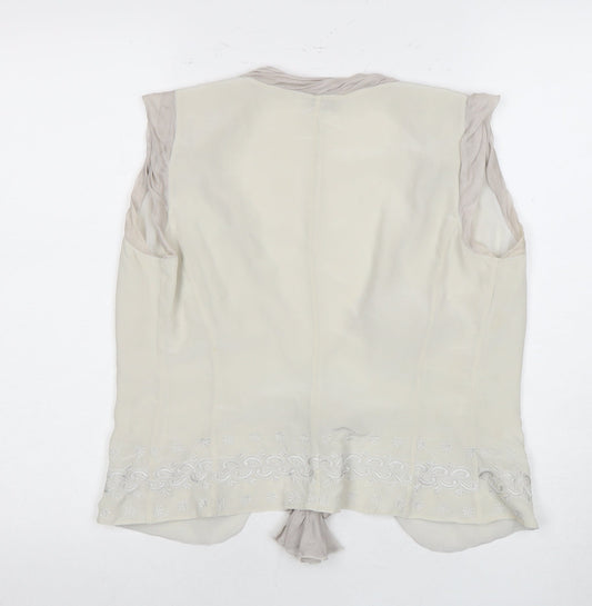 Emporio Armani Women's Ivory Silk Tie Blouse Size 16