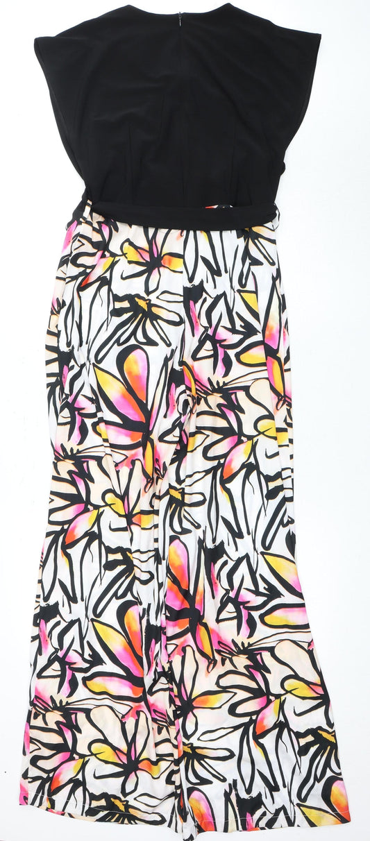 Ella Boo Women's Multicoloured Floral V-Neck Jumpsuit Size 10