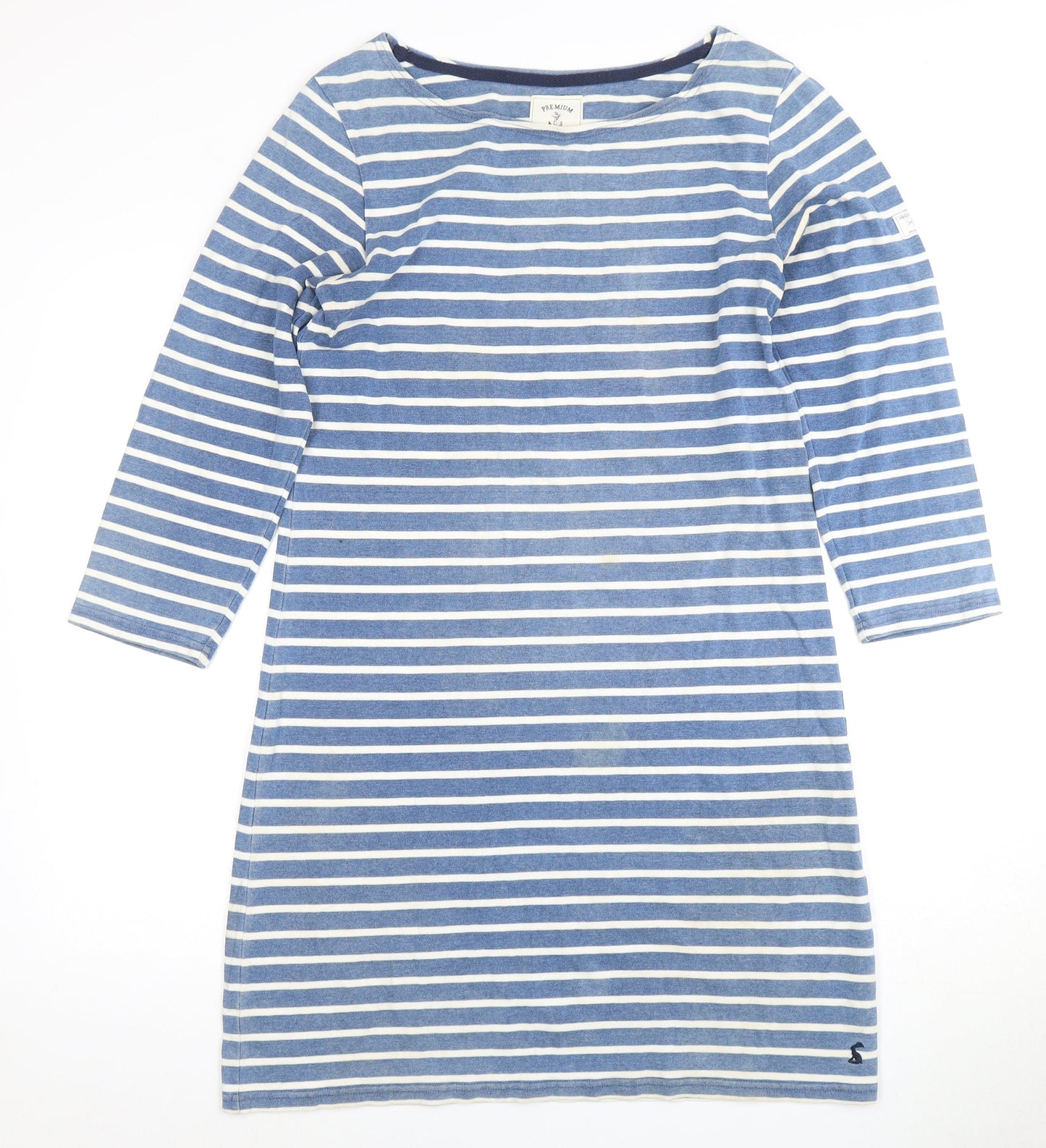 Joules Women's Blue Striped Dress, Size 12, Boat Neck