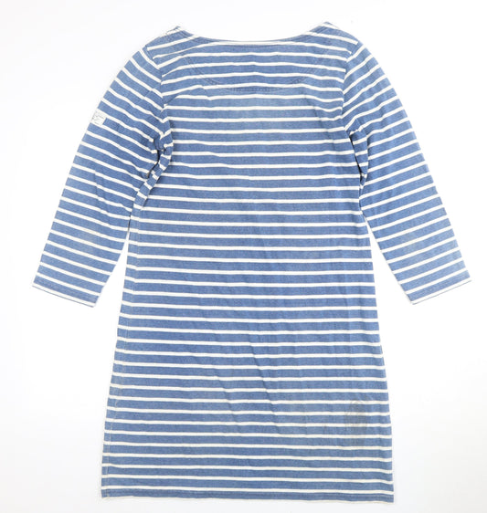 Joules Women's Blue Striped Dress, Size 12, Boat Neck