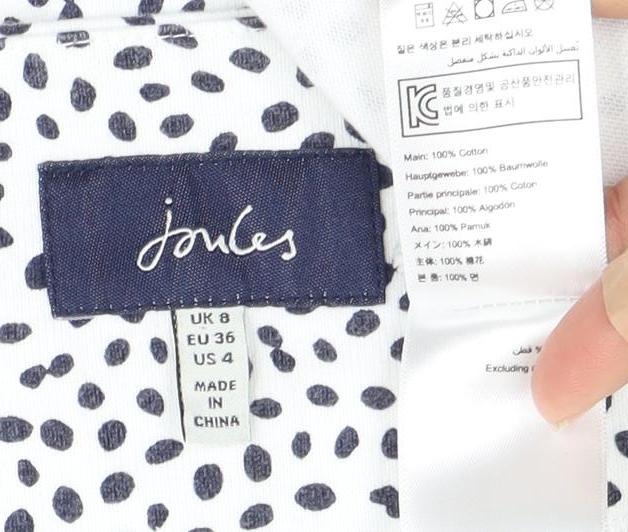 Joules Women's White Animal Print Cotton Dress Size 8