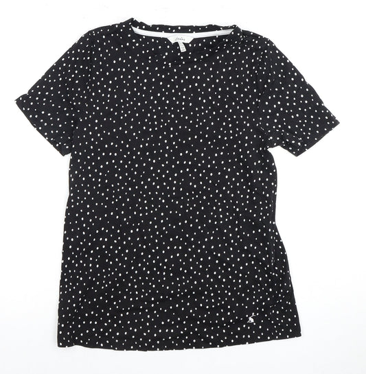 Womens UK Size 2 Joules Black 100% Cotton T-Shirt