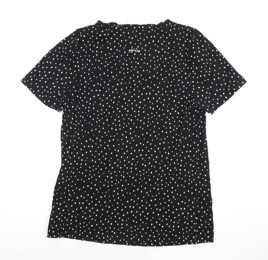 Womens UK Size 2 Joules Black 100% Cotton T-Shirt