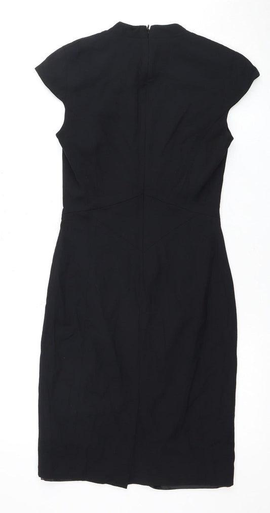 Reiss Women’s Black Sheath Dress 8 V-Neck Knee Length