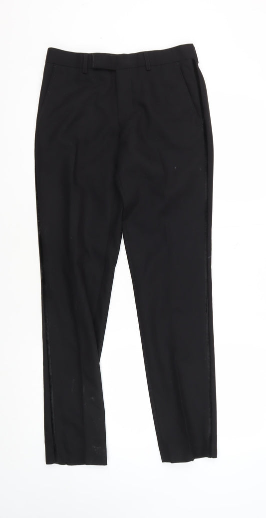 Moss London Men's Black Regular Fit Trousers