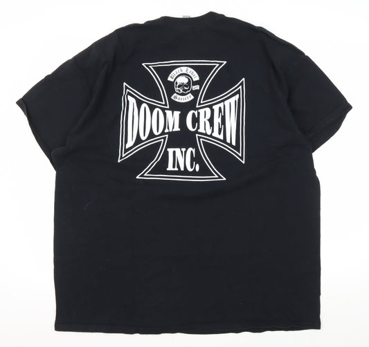 Gildan Men's Black Doom Crew Inc. Graphic T-Shirt 2XL