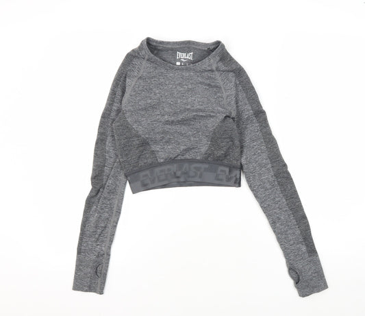 Everlast Women's Grey Cropped Long Sleeve Gym Top
