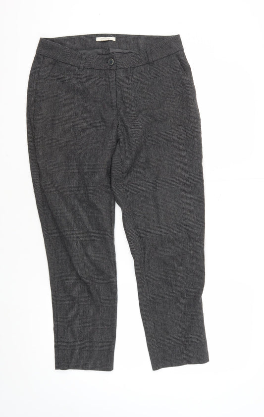 White Stuff Women's Grey Check Trousers Size 10