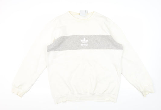 Additional front view of Adidas Men's White Pullover Logo Sweatshirt, size M