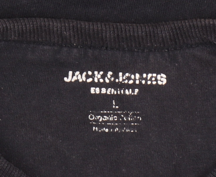 Jack & Jones Men's Black Long Sleeve T-Shirt, Size L