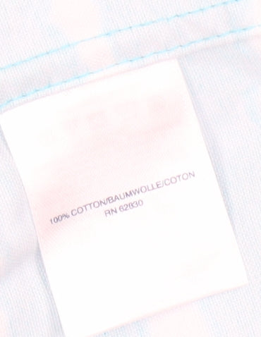 Lands' End Women's Blue Striped Button-Up Shirt L