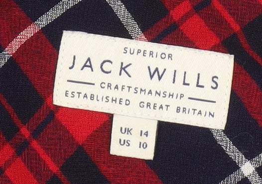 Jack Wills Women's Red Plaid Collared UK 14 Dress