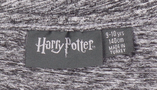 Close-up detail of Harry Potter girls’ grey tank top 9-10 years