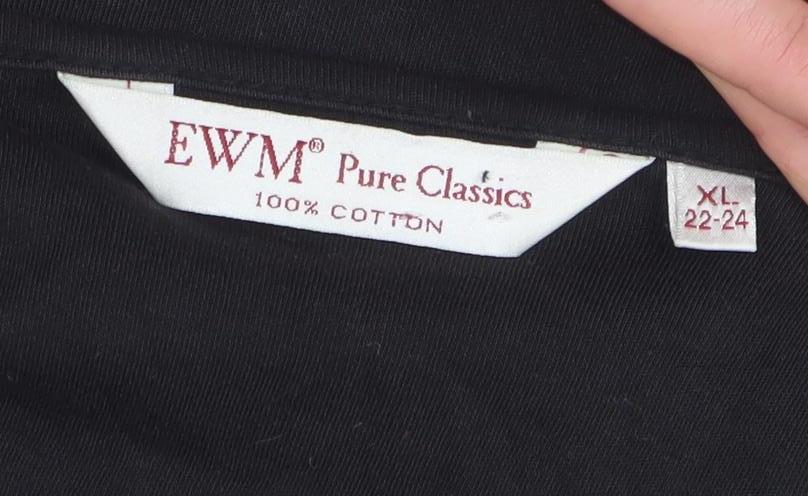EWM Women's Black XL T-Shirt, Casual Plus Size