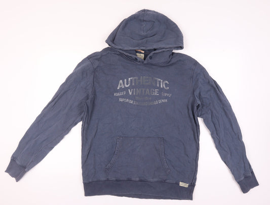 Jack & Jones Men's XL Blue Pullover Hoodie - Vintage Style
