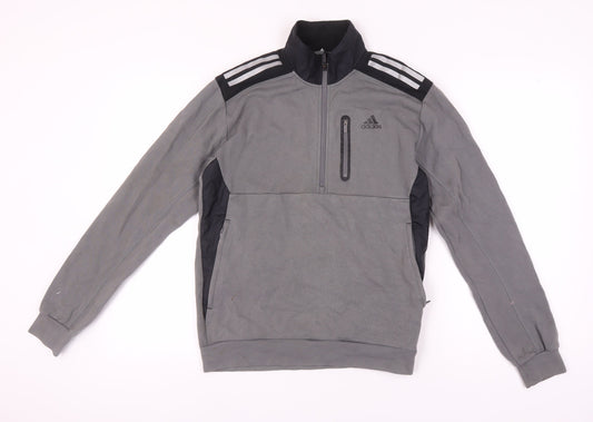 Additional front view of Adidas Men's Grey 1/4 Zip Sweatshirt XS Sports Logo