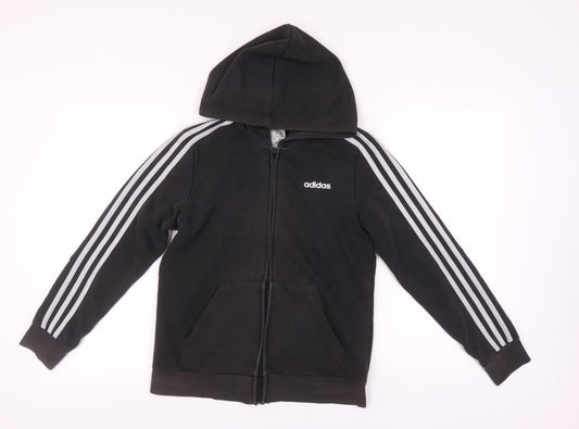 Unisex Adults UK M Regular adidas Black Full Zip Hoodie