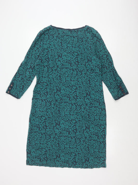 White Stuff Women Green Floral 3/4 Sleeve Dress