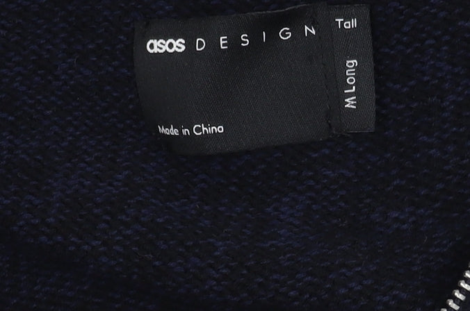 Brand and care label for ASOS DESIGN Men's Black M Full Zip Cotton Jumper