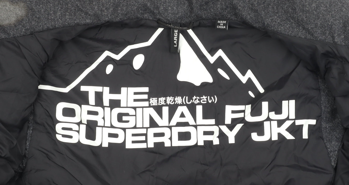 Superdry Men's Black Puffer Jacket L with Logo