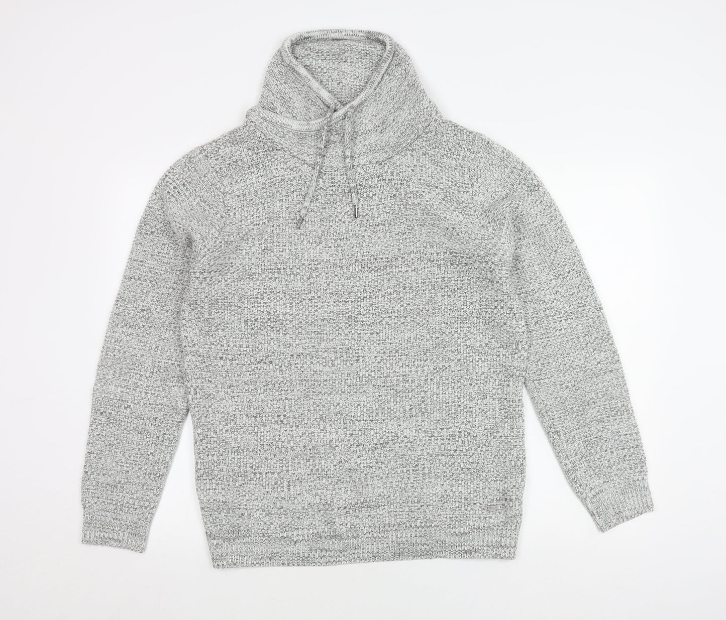 Firetrap Men's Grey Chunky High Neck Pullover Jumper L