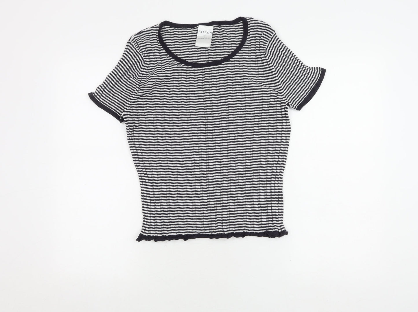 Alexon Women's Black Striped T-Shirt Size 16