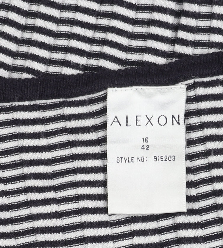 Alexon Women's Black Striped T-Shirt Size 16