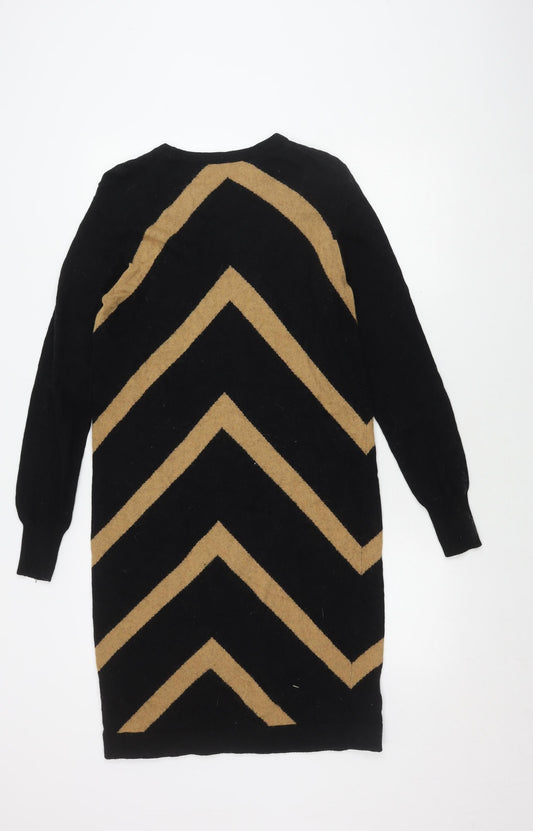 Jaeger Women's Black M Chevron Knit Dress