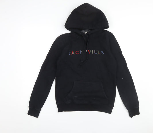Womens UK 6 Regular Jack Wills Black Pullover Hoodie