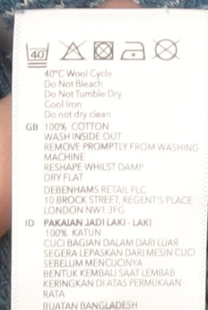 Brand and care label for Mantaray Men's Blue Cotton jumper M