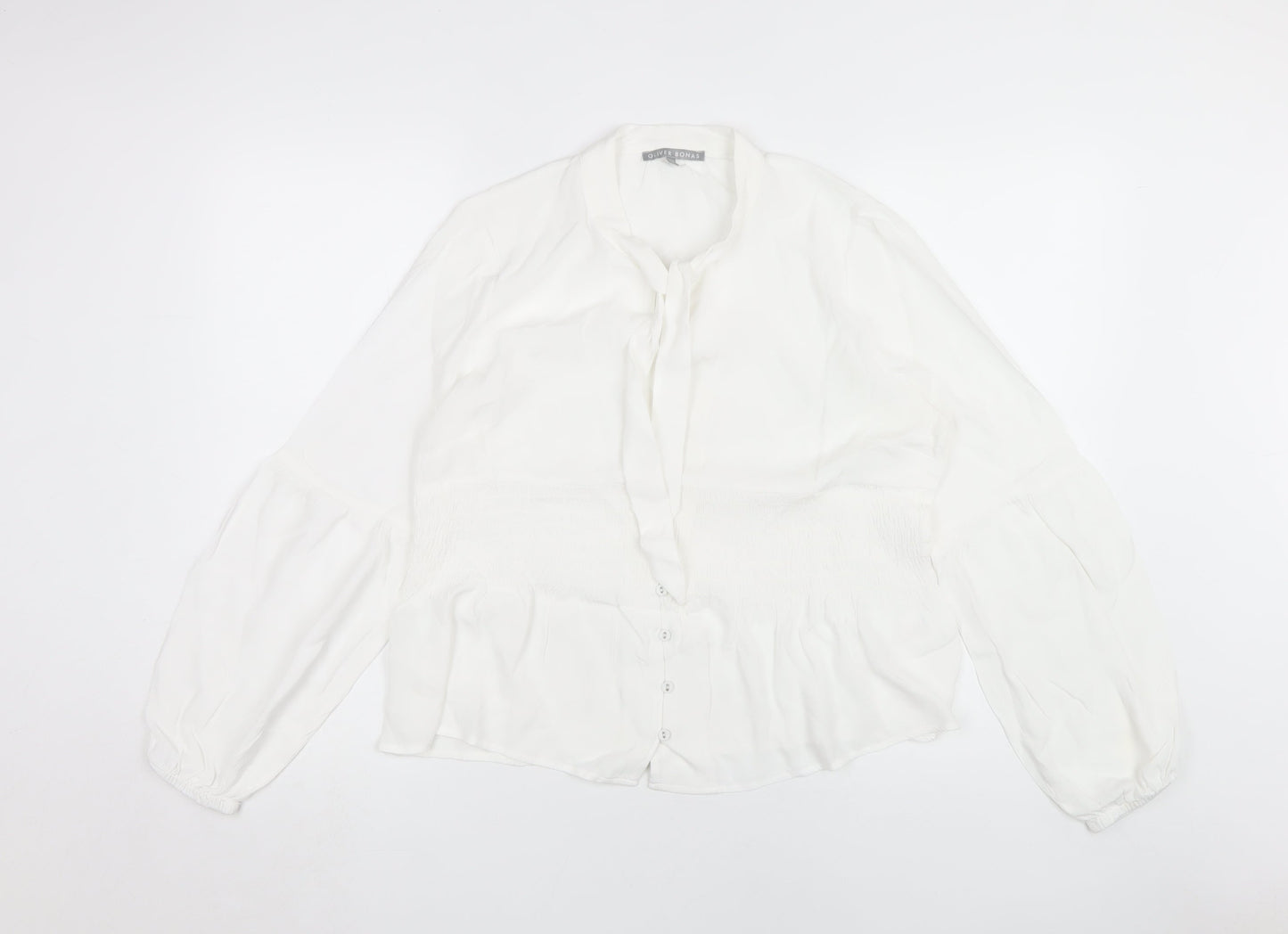 Oliver Bonas White Balloon Sleeve Blouse UK 14