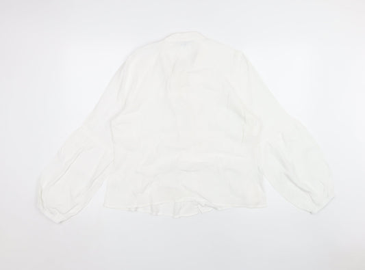 Oliver Bonas White Balloon Sleeve Blouse UK 14
