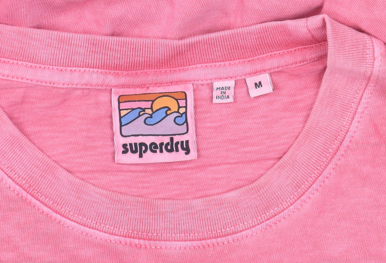 Superdry Unisex Pink T-Shirt M Cotton Crew Neck Casual