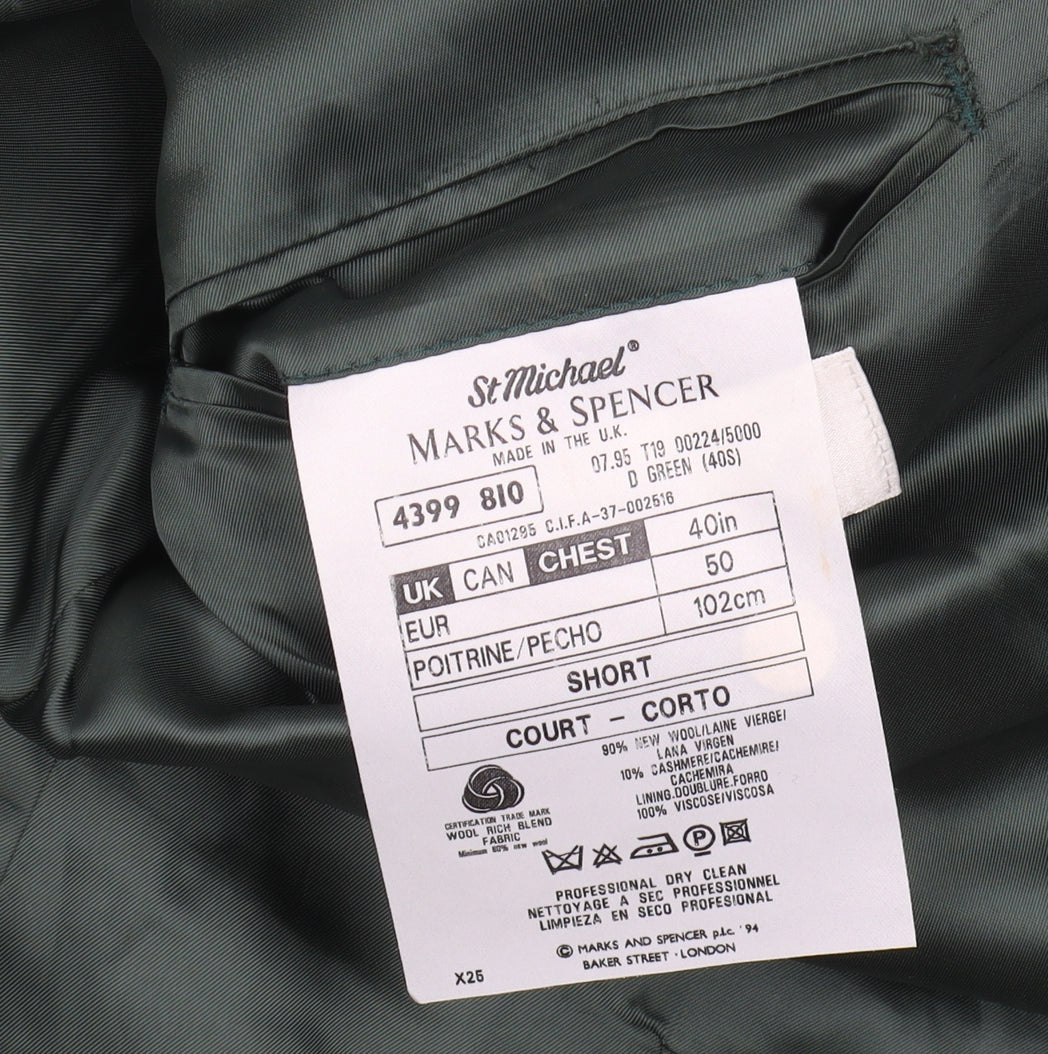 Marks and Spencer Men's Green Short Blazer, 40S