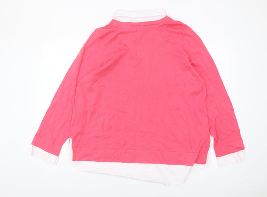 Tommy Hilfiger Women's Pink Argyle Patterned Pullover Jumper L