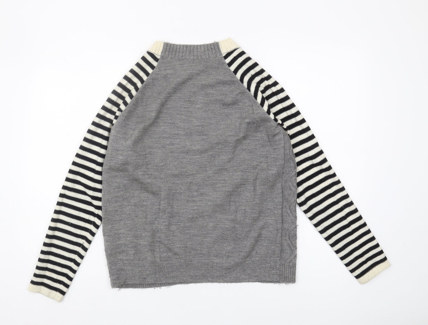 Karen Millen Women's Grey Cable-Knit Pullover Jumper Size 8