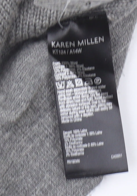 Karen Millen Women's Grey Cable-Knit Pullover Jumper Size 8