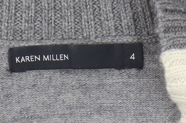 Karen Millen Women's Grey Cable-Knit Pullover Jumper Size 8
