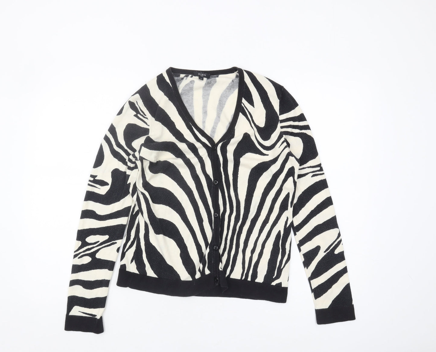 Hobbs Women's Multicoloured V-Neck Zebra Cardigan - Size 12