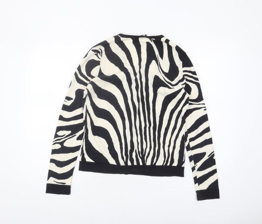 Hobbs Women's Multicoloured V-Neck Zebra Cardigan - Size 12