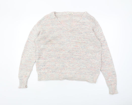 White Stuff Multicoloured V-Neck Pullover Jumper UK 14